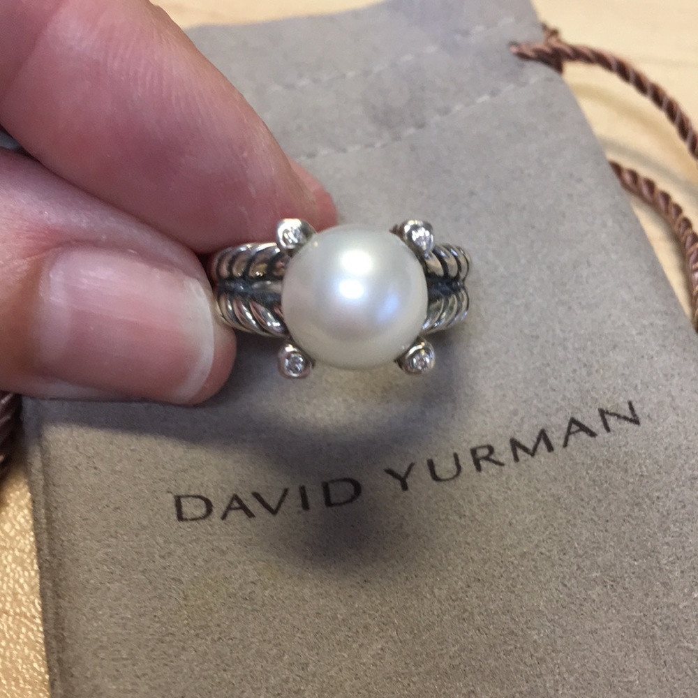 David Yurman Cable Pearl Ring with Diamonds